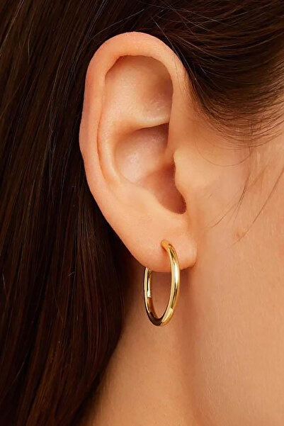 TAKIŞTIR حلقات أذن دائرية من الفولاذ مقاس 25 ملم باللون الذهبي (زوج)