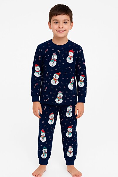 ZUZUNGA Unisex New Year Snowman Patterned Children's Pajama Set