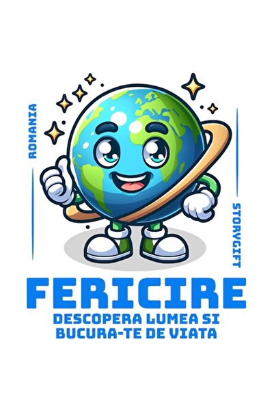 OEM Autocolant din vinil PVC Planet Earth (10 cm) — „Fericire: Descoperă lume...
