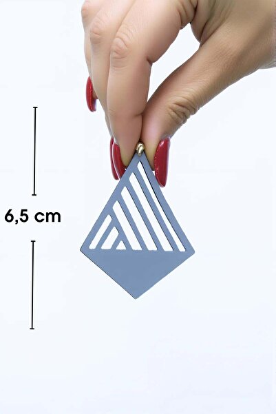 soonaksesuar White Reflective Triangle Earrings, Stylish Laser Cut Earrings - Apbj007