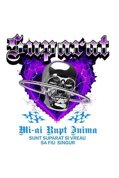 OEM Autocolant cu craniu, text „Sunt furios, mi-ai frânt inima”, margini albe...