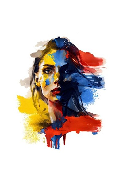 OEM Autocolant portret fată, steag România picurat, blondă, multicolor, bordu...