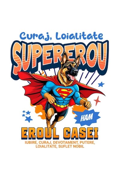 OEM Стикери за немско овчарско куче в костюм на Супермен, PVC винил, 10 см