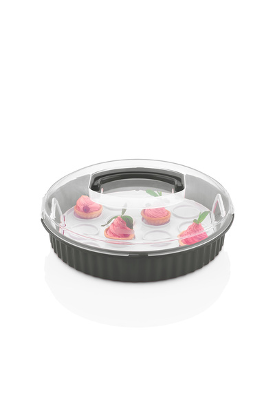 Mons حاوية عرض وتخزين للكيك والفطائر والمافن والحلويات Qlux L-00654