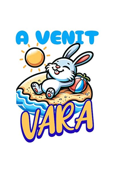 OEM Αυτοκόλλητο - Κουνέλι με μακριά δόντια στην παραλία, «Το καλοκαίρι έφτασε...