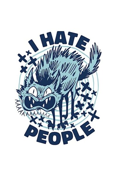 OEM Autocolant „URĂSC PEOAMENII” Pisică cu margini albe, vinil PVC, 28 cm