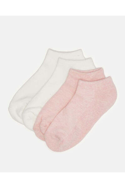 REDTAG Senior Girls White And Pink Ankle Half Terry Socks (2 Pairs)
