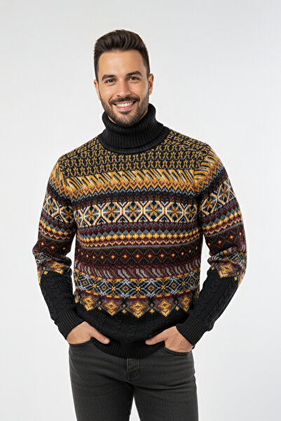 Pulltonic Erkek Balıkçı Yaka Kazak | %68 Kuzu Yünü