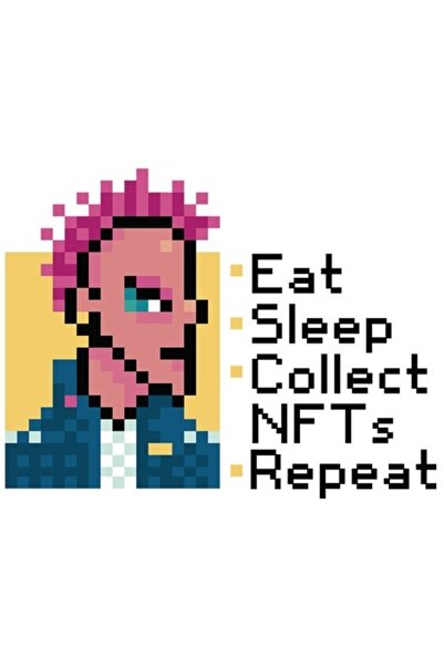 OEM Autocolant amuzant „Mănâncă, dormi, colecționează NFT-uri, repetă” Pixel ...