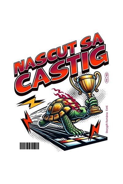 OEM Autocolant cu trofeul țestoasă câștigătoare „Născută să câștigi”, margini...