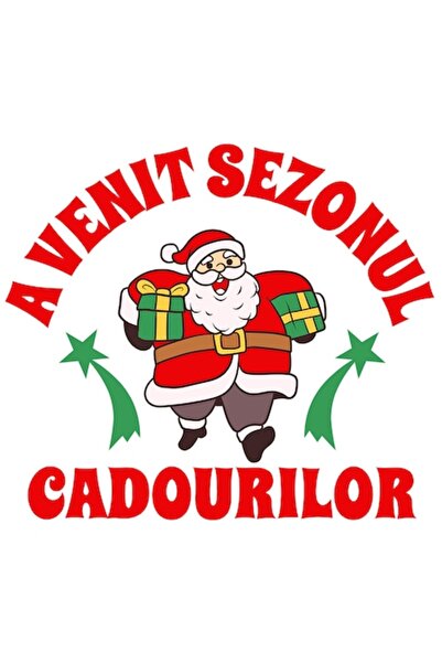 OEM Autocolant - Moș Crăciun cu cadouri colorate, „A sosit sezonul cadourilor...