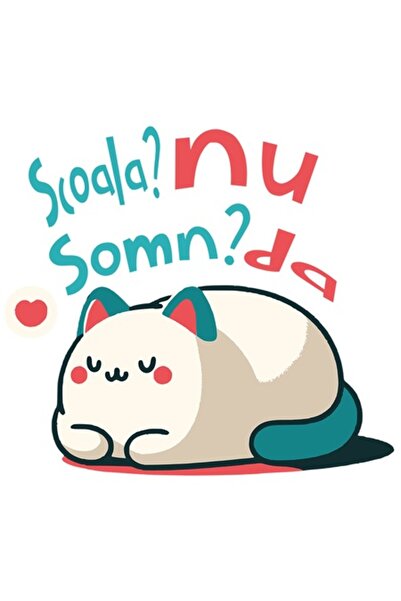 OEM Αφρώδες αυτοκόλλητο γάτας «Όχι σχολείο, ναι ύπνος» PVC βινύλιο 23 cm