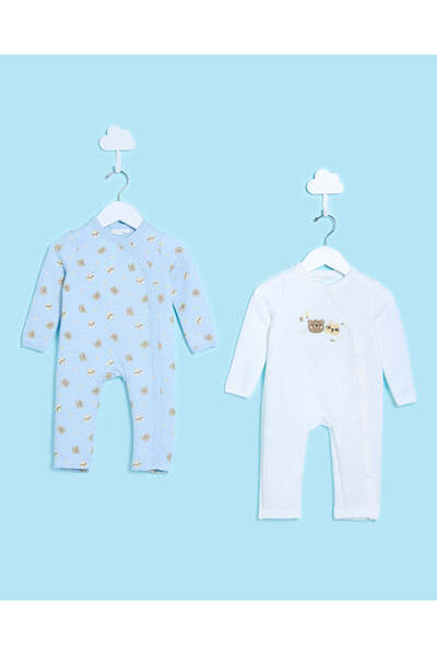 REDTAG طقم من قطعتين من رومبر سوت مطبوع من القماش المبطن بأزرار أمامية - للأطفال