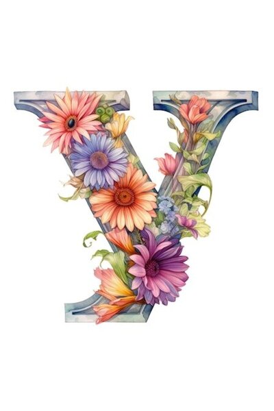 OEM Autocolant cu litera „Y”, ilustrație pentru copii, școală, flori, alfabet...