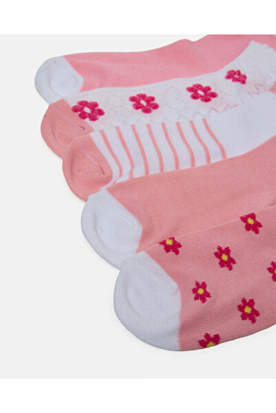 REDTAG Senior Girls Pink And White High Ankle Socks Set (5 Pairs)