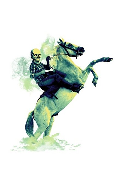 OEM Personalized Sticker - Horse, Rider, Bones, Skeleton, Green with White Bo...
