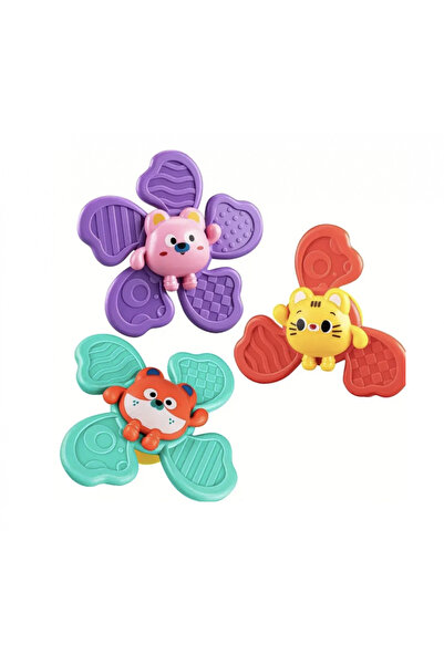 Krista Set of 3 sensory toys with spinner and suction cup, Animalute, for babies