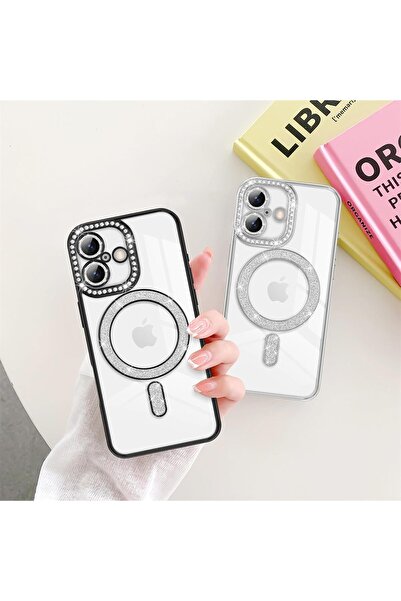 m.tk moveteck Apple iPhone 17 Case Glittery Stone Lens Protection Transparent Back Colorful Edge Shiny Magsafe Cover