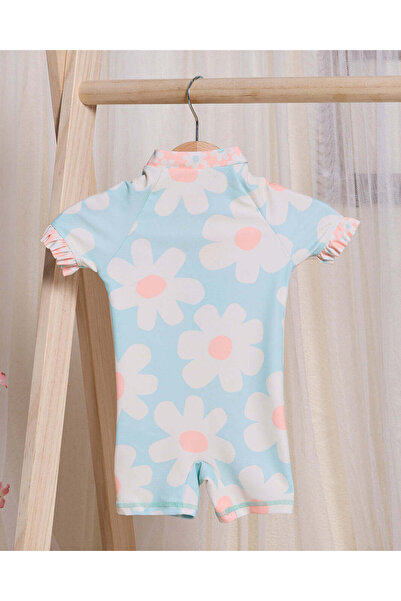 REDTAG Infant Girls Mint Printed Swimsuit