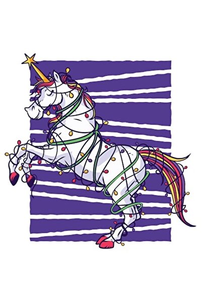 OEM Autocolant unicorn înfășurat în luminițe pentru brad de Crăciun, bordură ...