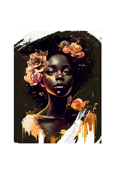 OEM Autocolant - Portret de zeiță cu flori galbene, vinil PVC multicolor, mar...