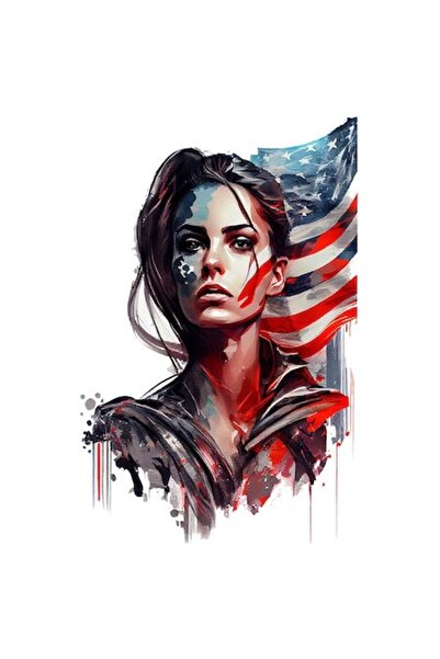 OEM Autocolant - Față cu lacrimi și sânge, steag SUA, multicolor, bordură alb...