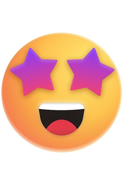 OEM Autocolant emoticon / emoji cu stele și ochi, margini albe, vinil PVC, 28 cm