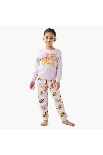 Disney طقم بيجاما وتيشيرت بأكمام طويلة مطبوع عليه الأسد الملك