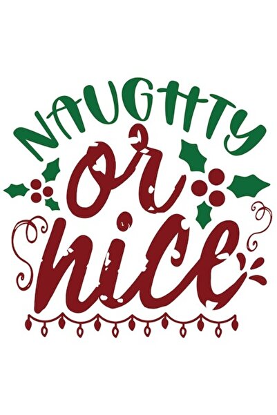 OEM Autocolant „Naughty Or Nice” cu îndrăgostiții de Crăciun, verde-roșu, bor...