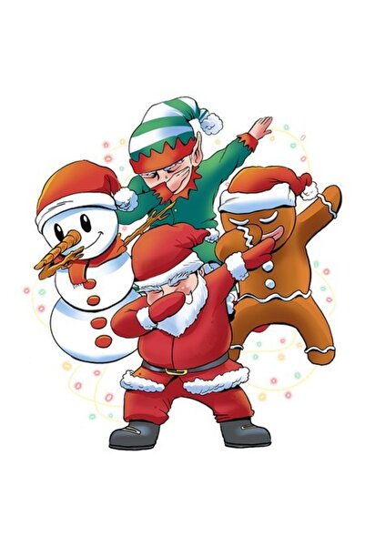 OEM Autocolant – Echipa lui Moș Crăciun făcând semnul Dabb, amuzant, multicol...