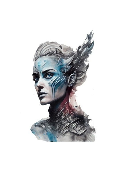 OEM Autocolant - Portret de războinic în armură metalică, Zeiță a zăpezii, vo...