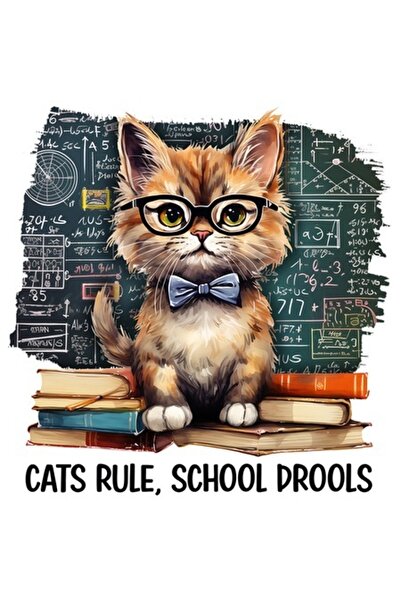 OEM Autocolant cu o pisică cu ochelari care ține cărți - „Pisicile conduc, șc...