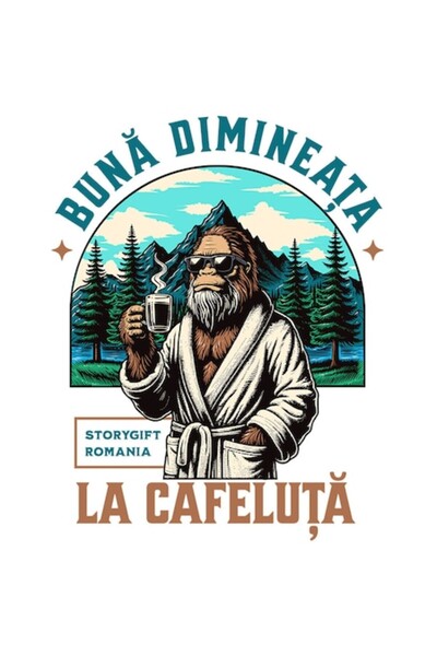 OEM Αυτοκόλλητο γορίλας με κούπα ζεστού καφέ, βινύλιο PVC, λευκά άκρα - 10 cm