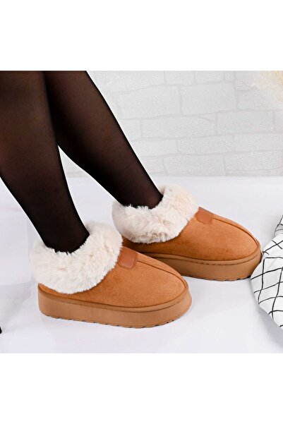 Tmall Women's Slippers, Made of -Suede Leather, Furry, TM1PD1052, Camel