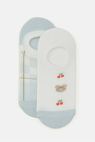 REDTAG Senior Girls Blue And White Invisible Socks (2 Pairs)