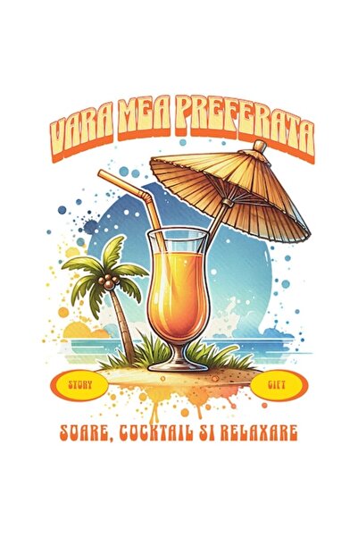 OEM Autocolant - Pahar de suc proaspăt de portocale pe nisip „Vara mea prefer...