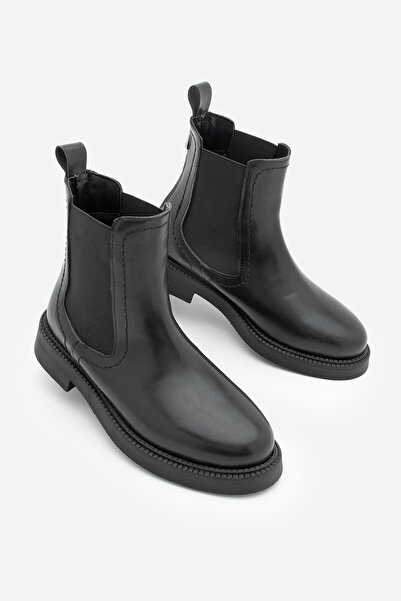 Marjin Women's Elastic Zipper Accessory Daily Boots Pinge Black