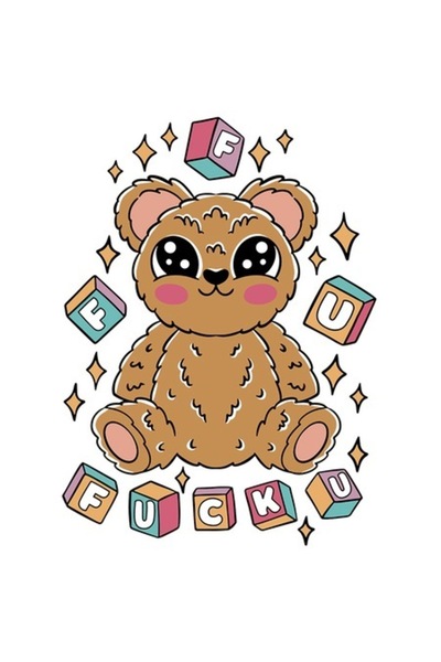 OEM Autocolant ursuleț de pluș maro, vinil PVC multicolor, margini albe, 10 cm