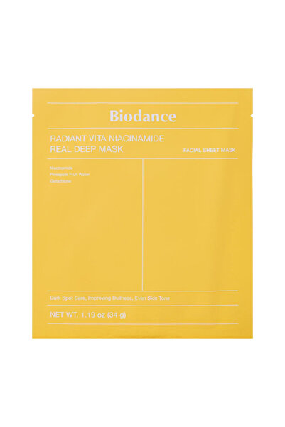Biodance Radiant Vita Niacinamide Real Deep Mask, Mască iluminatoare cu niacinamidă, 34g