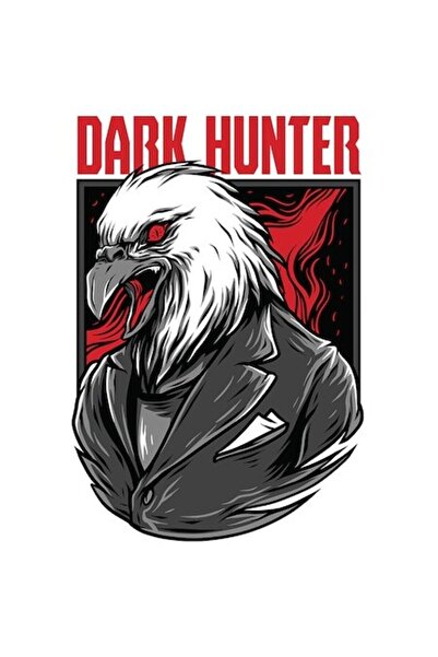 OEM Autocolant - Vultur în costum elegant, text „Vânător întunecat”, ilustraț...