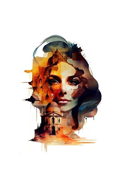 OEM Autocolant - Portret de femeie, zgârie-nori contemporani, influență turce...