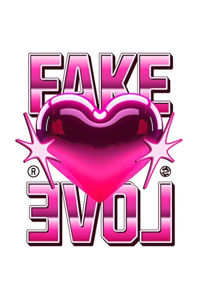 OEM Autocolant din vinil PVC cu inimă roz strălucitoare „Fake Love”, margini ...