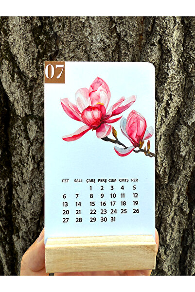 lin notebook 2026 Ahşap Ayaklı Mevsime Özel Çiçek Desenli Masa Takvimi, 2026 Özel Masaüstü Takvim Hediyelik