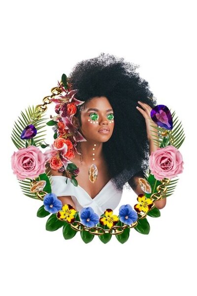 OEM Autocolant din vinil PVC – Portret de femeie, păr creț, machiaj turcoaz, ...