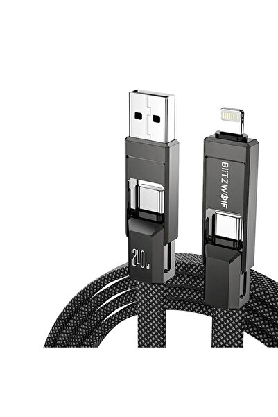 BlitzWolf BW-HDC7 4-in-1 USB-C + Lightning Cable 240W 1.2m (Black)