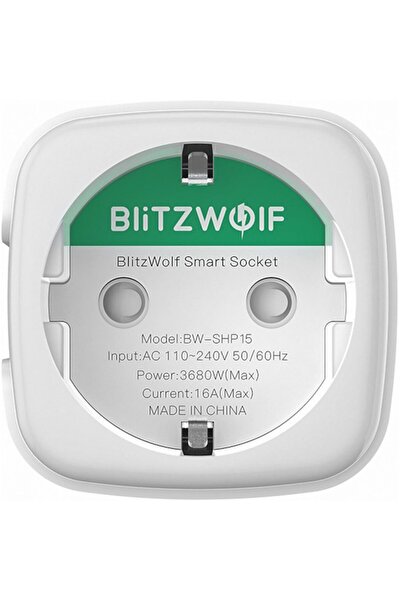 BlitzWolf BW-SHP15 Smart Plug, Max 3680W, With Timer, White