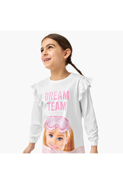 mattel Graphic Print Long Sleeves T-shirt and Solid Pyjama Set