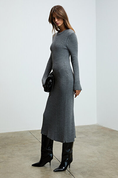 GRIMELANGE Duende Women's Round Neck Stripe Patterned Slim Fit Knitwear Grimelange Dress