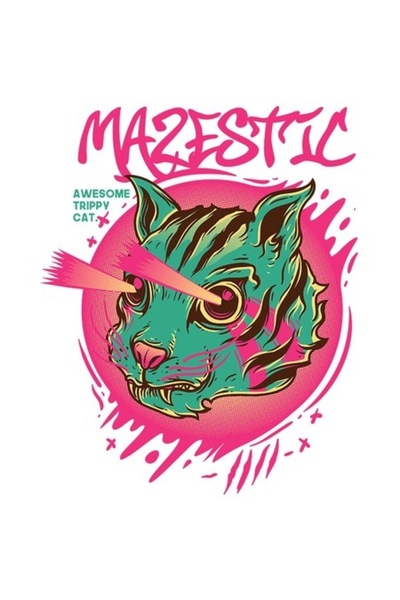 OEM Autocolant cu craniu/schelet de pisică monstru cu ochi laser, text „maies...