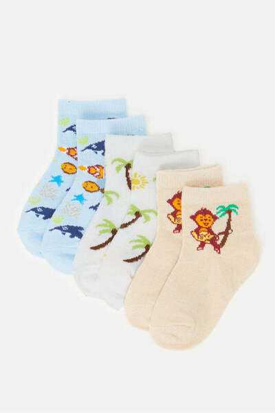 REDTAG Infant Boys Assorted Animal Print Socks (3 Pairs)